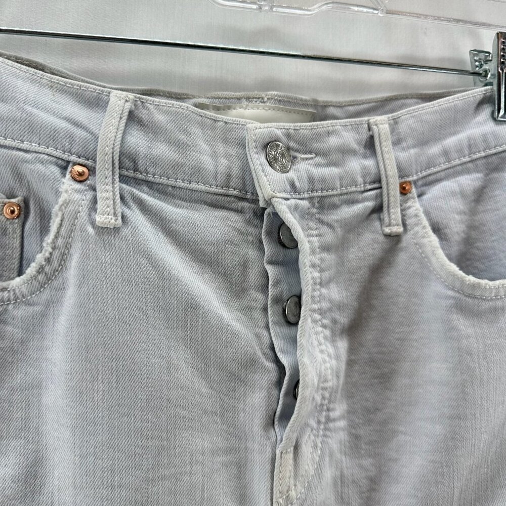Mother Superior Skirt Size 26 Denim Button Fly Frayed Mini Light Washed Blue - Picture 3 of 9